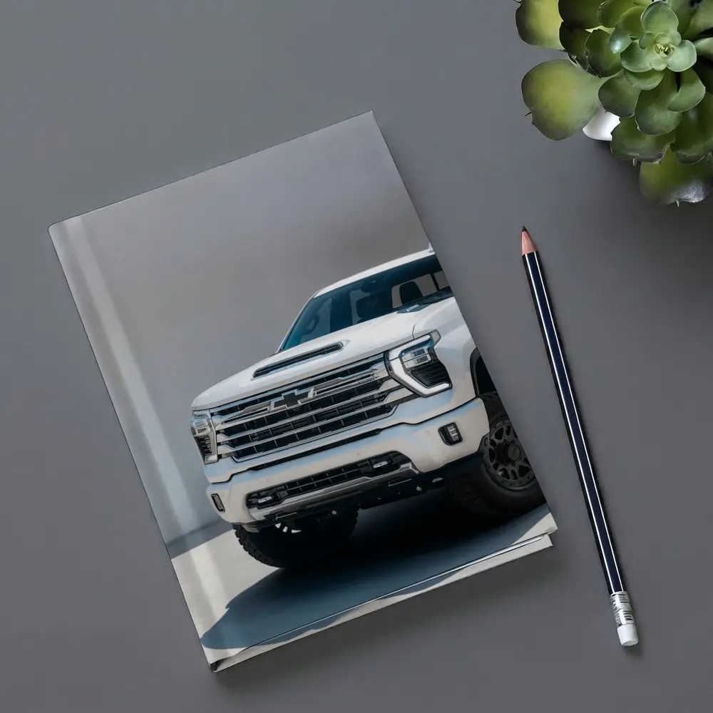 Chevrolet Silverado White Truck Front View – Notebooks