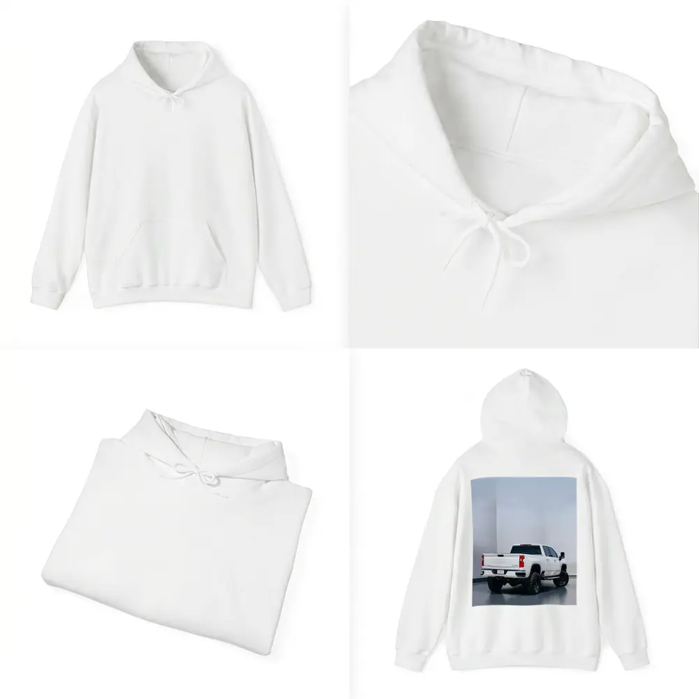 Chevrolet Silverado White Truck Studio Background – Hoodies