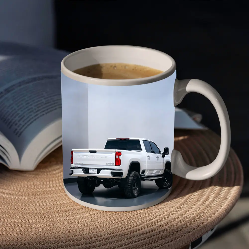 Chevrolet Silverado White Truck Studio Background – Mugs