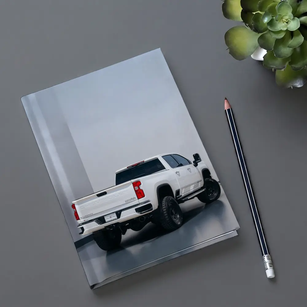 Chevrolet Silverado White Truck Studio Background – Notebooks