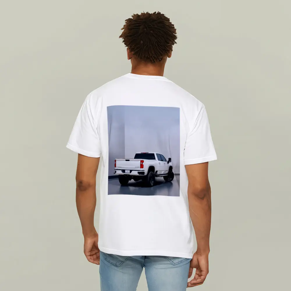 Chevrolet Silverado White Truck Studio Background – T-Shirts
