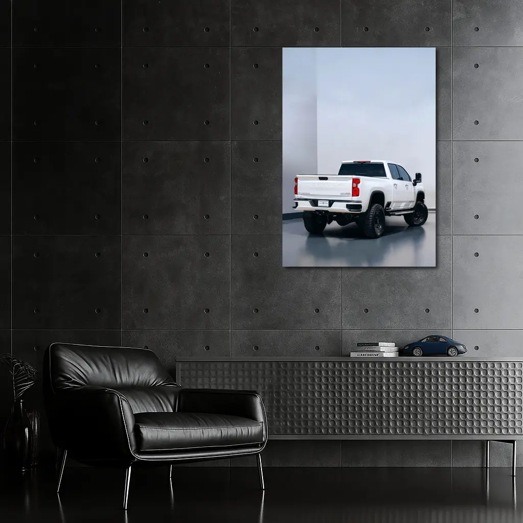 Chevrolet Silverado White Truck Studio Background – Wall Art