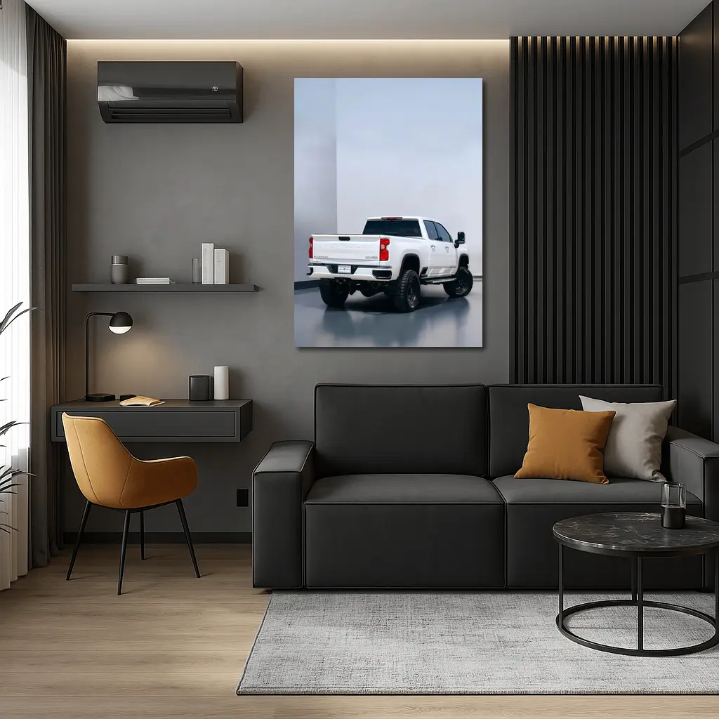 Chevrolet Silverado White Truck Studio Background – Wall Art