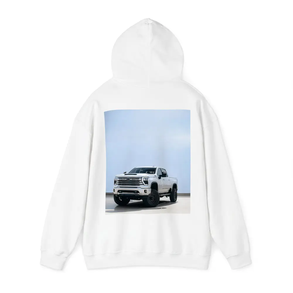 Chevrolet Silverado White Lifted Truck Clean Background – Hoodies