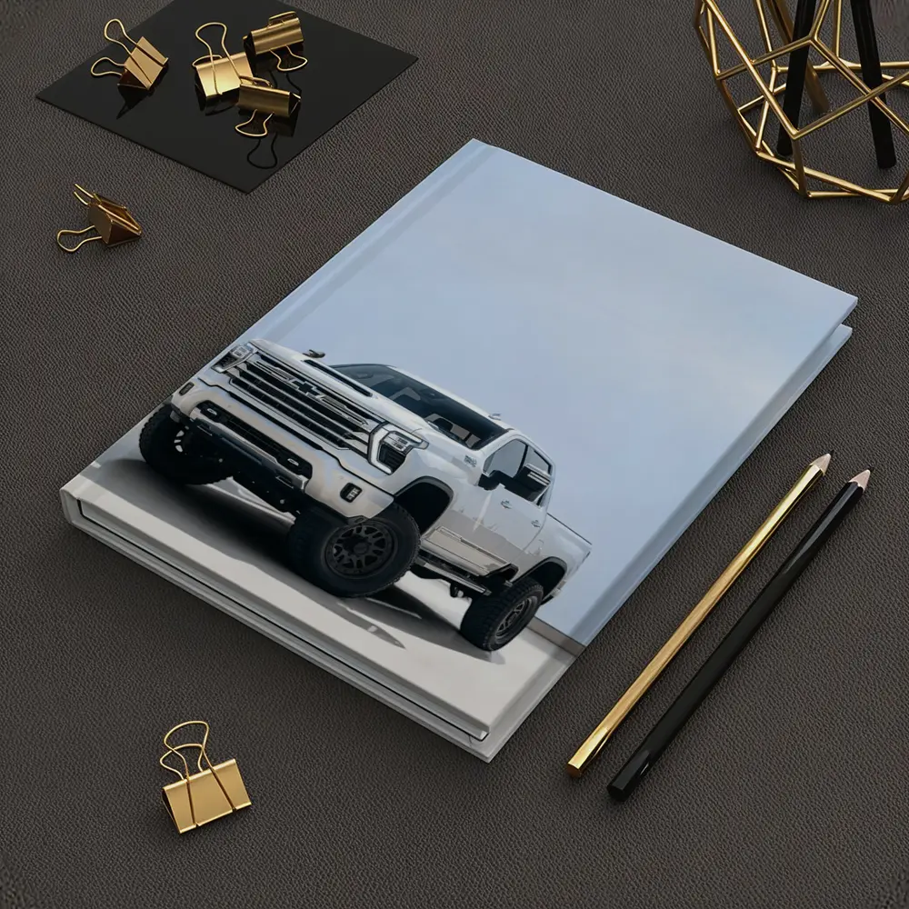 Chevrolet Silverado White Lifted Truck Clean Background – Notebooks