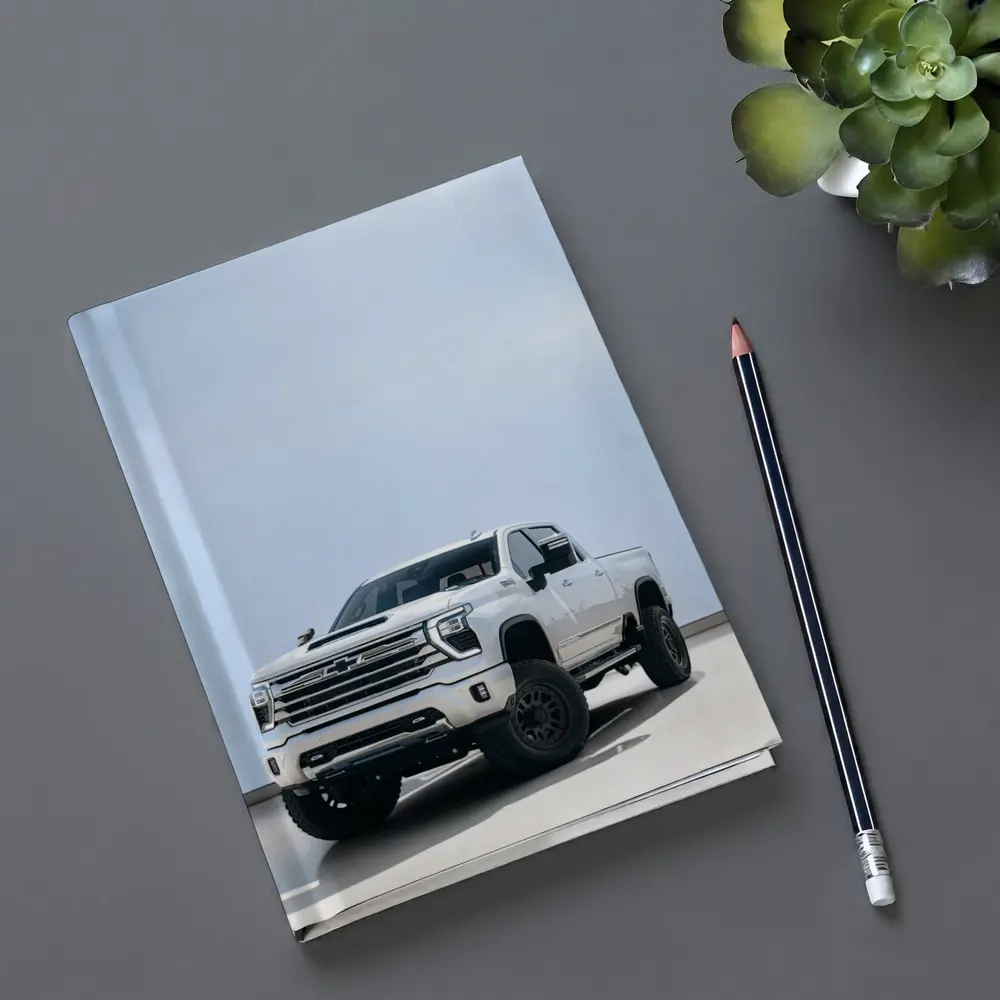 Chevrolet Silverado White Lifted Truck Clean Background – Notebooks