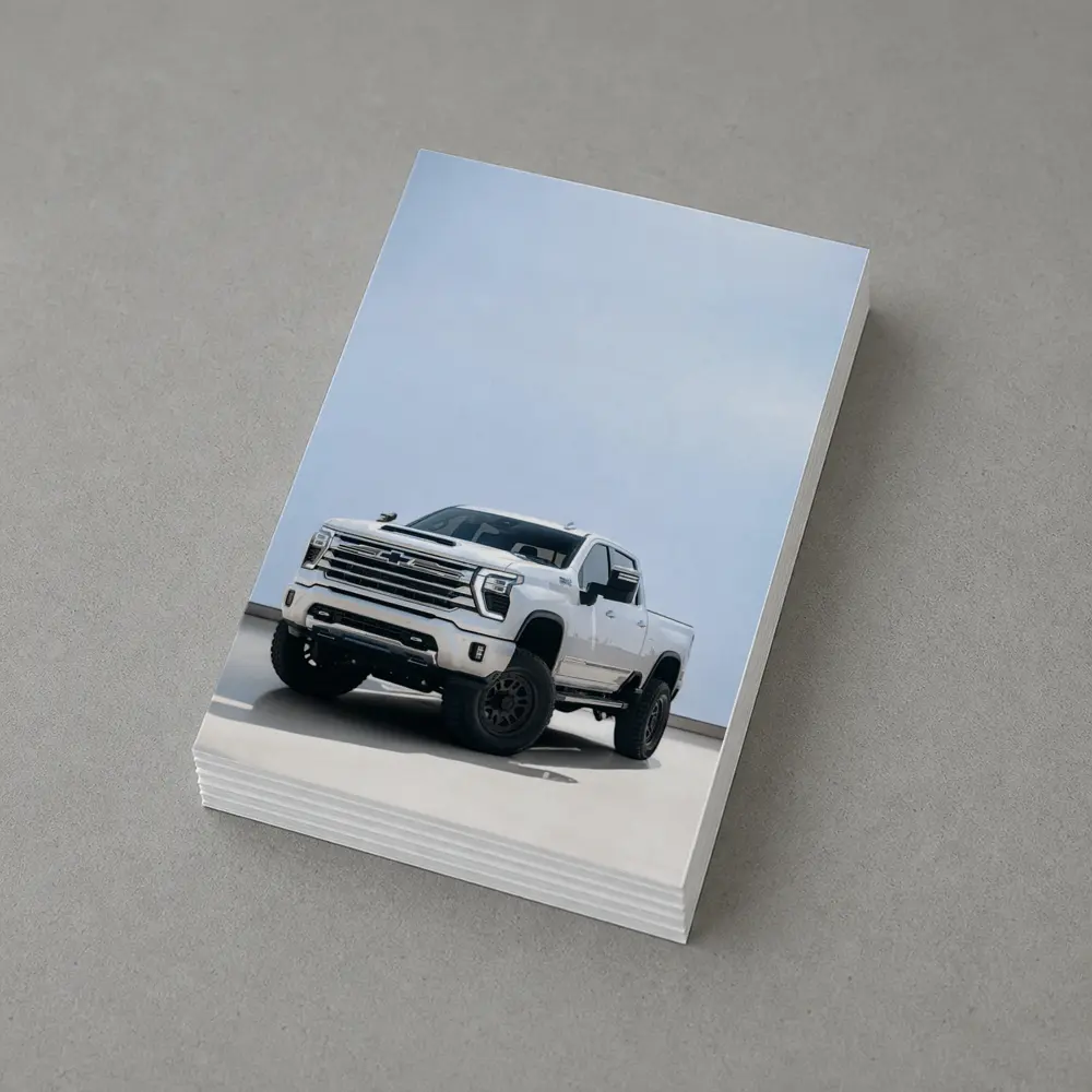 Chevrolet Silverado White Lifted Truck Clean Background – Postcards
