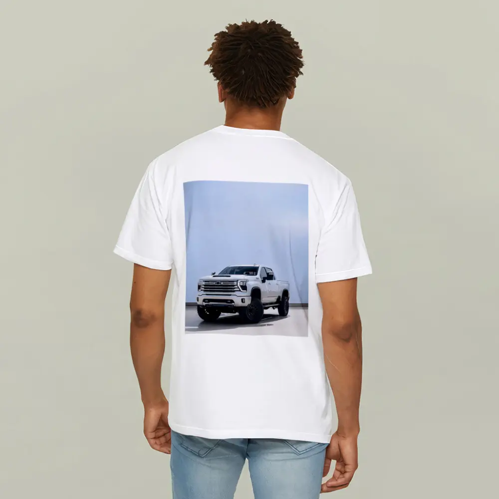 Chevrolet Silverado White Lifted Truck Clean Background – T-Shirts