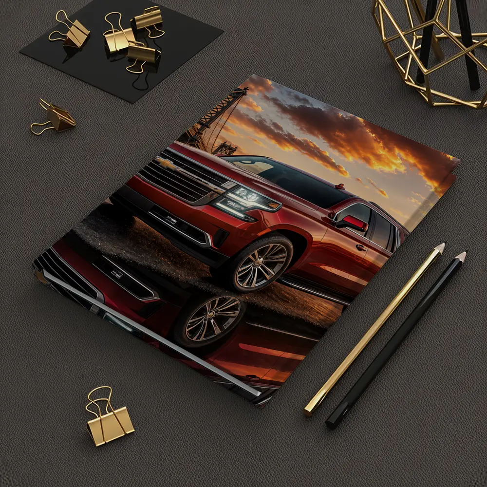 Chevrolet Suburban Red SUV Bridge Sunset – Notebooks