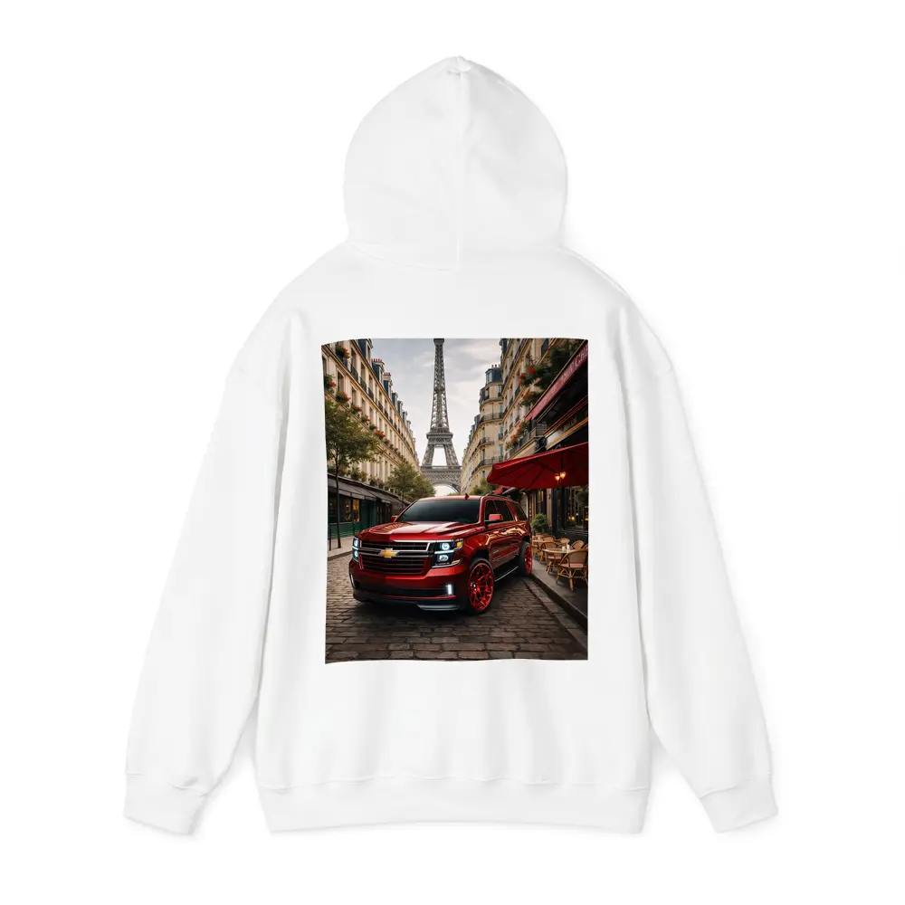 Chevrolet Suburban Red SUV Paris Streets – Hoodies