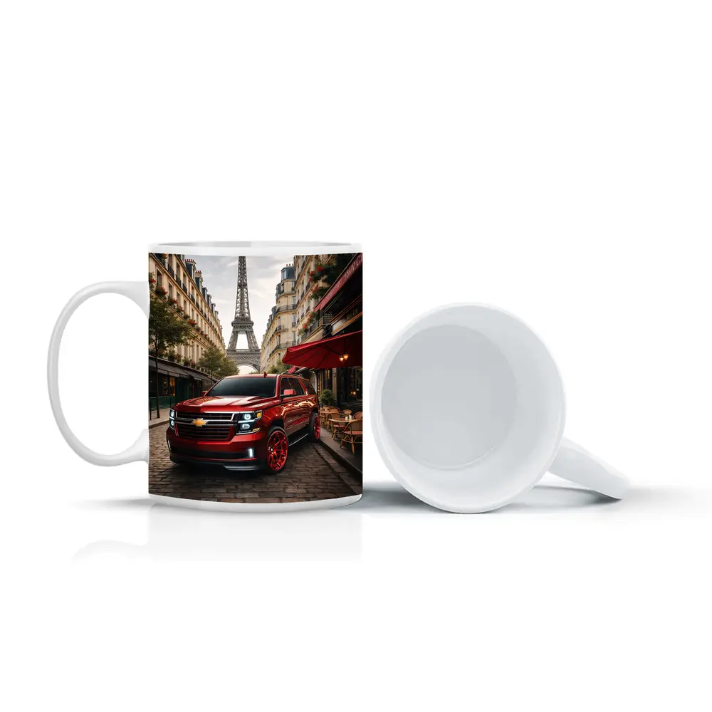 Chevrolet Suburban Red SUV Paris Streets – Mugs