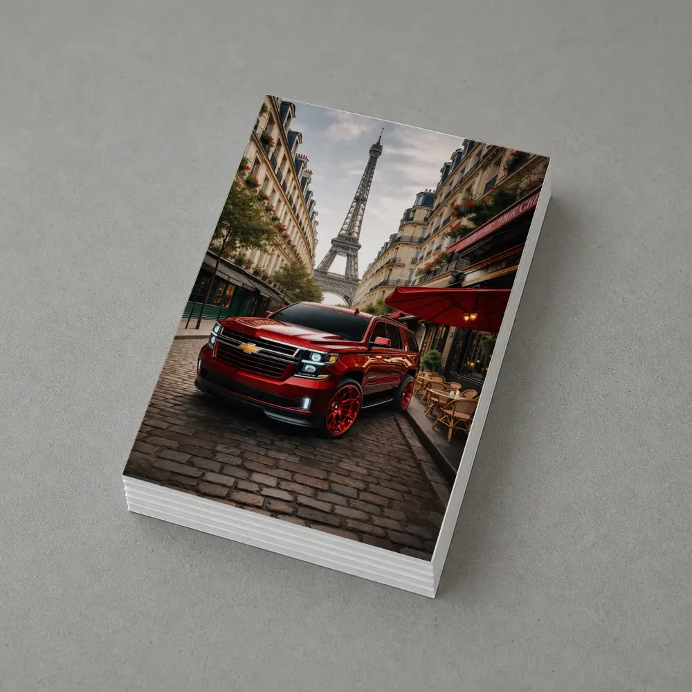 Chevrolet Suburban Red SUV Paris Streets – Postcards