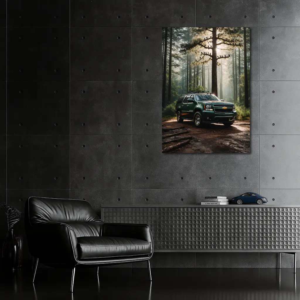 Chevrolet Suburban Green SUV Forest Setting – Wall Art