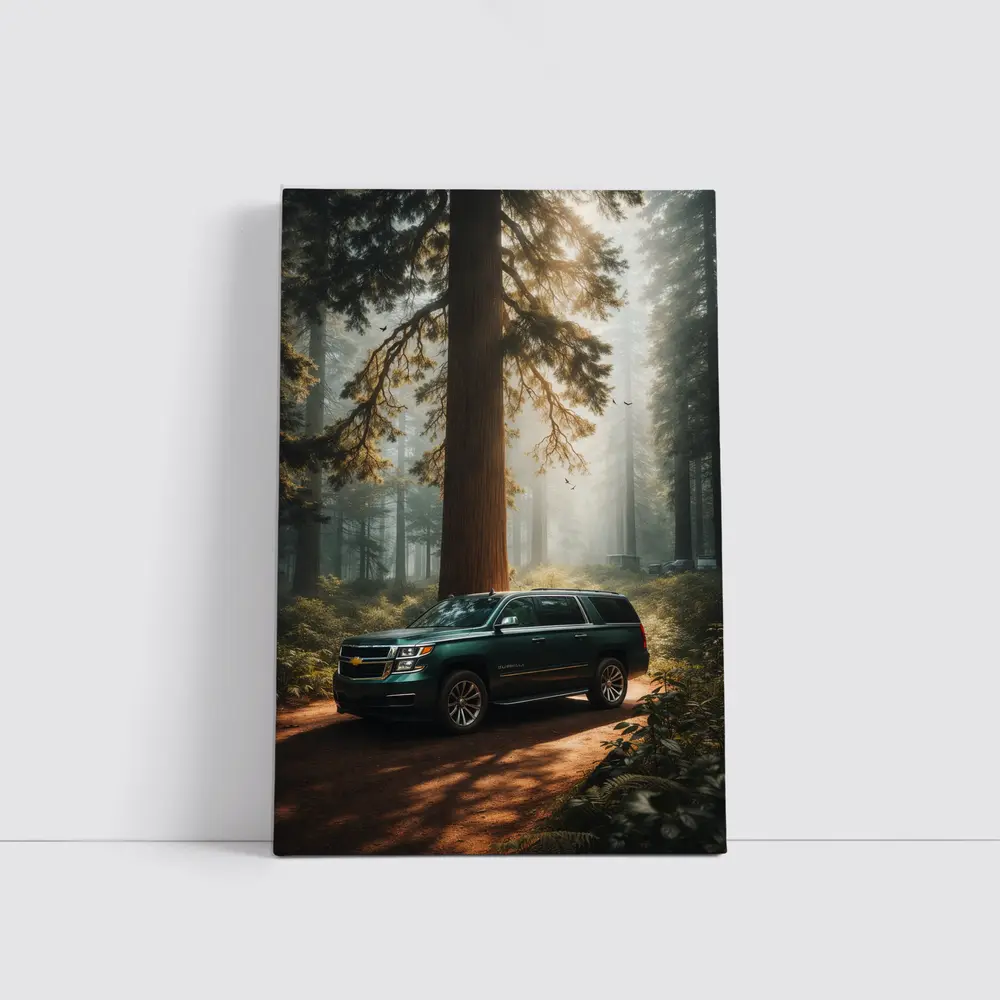 Chevrolet Suburban SUV in Misty Forest – Wall Art