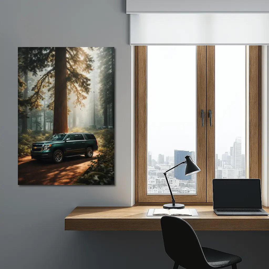 Chevrolet Suburban SUV in Misty Forest – Wall Art