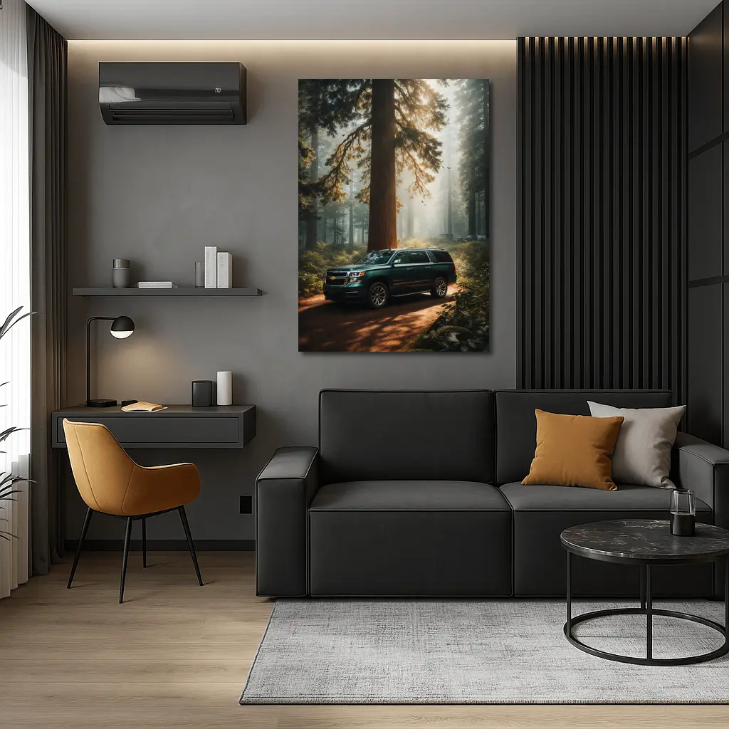 Chevrolet Suburban SUV in Misty Forest – Wall Art