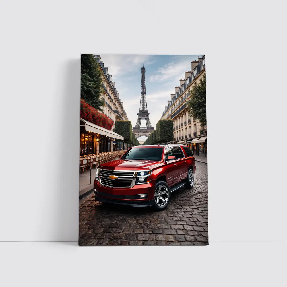 Chevrolet Suburban Red SUV Paris Street – Wall Art