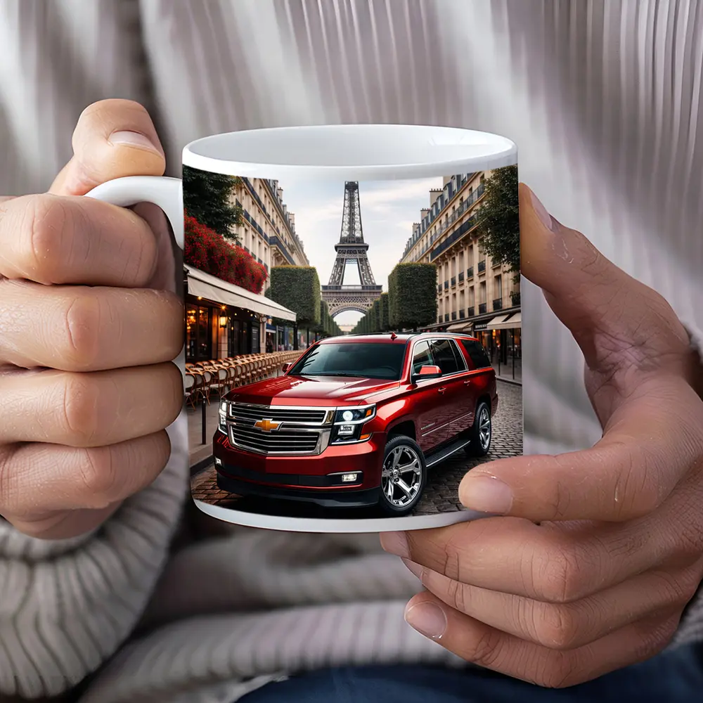 Chevrolet Suburban Red SUV Paris Street – Mugs