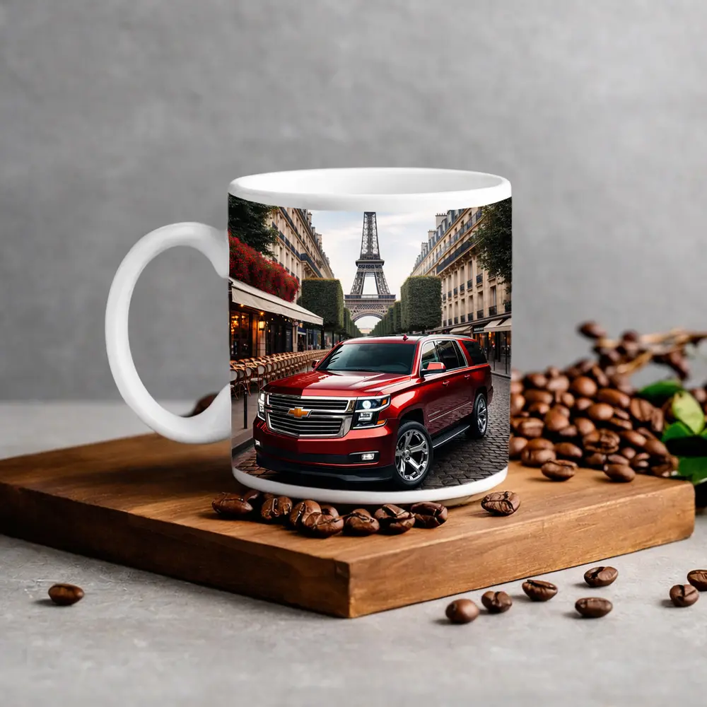 Chevrolet Suburban Red SUV Paris Street – Mugs
