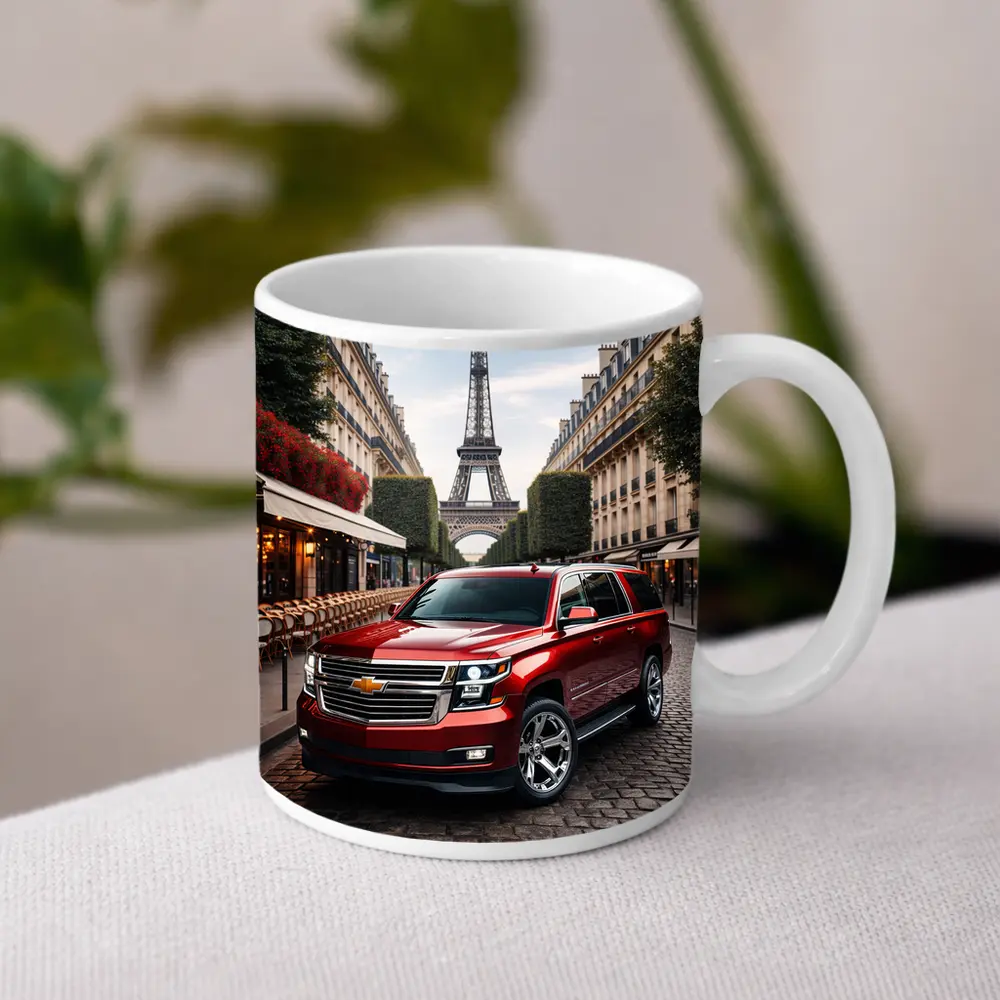 Chevrolet Suburban Red SUV Paris Street – Mugs