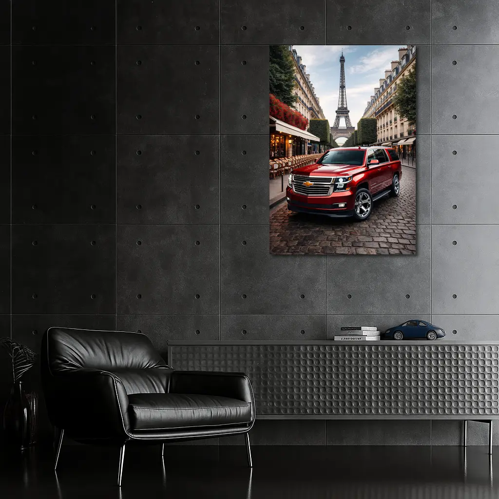 Chevrolet Suburban Red SUV Paris Street – Wall Art