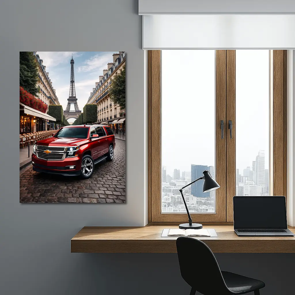 Chevrolet Suburban Red SUV Paris Street – Wall Art