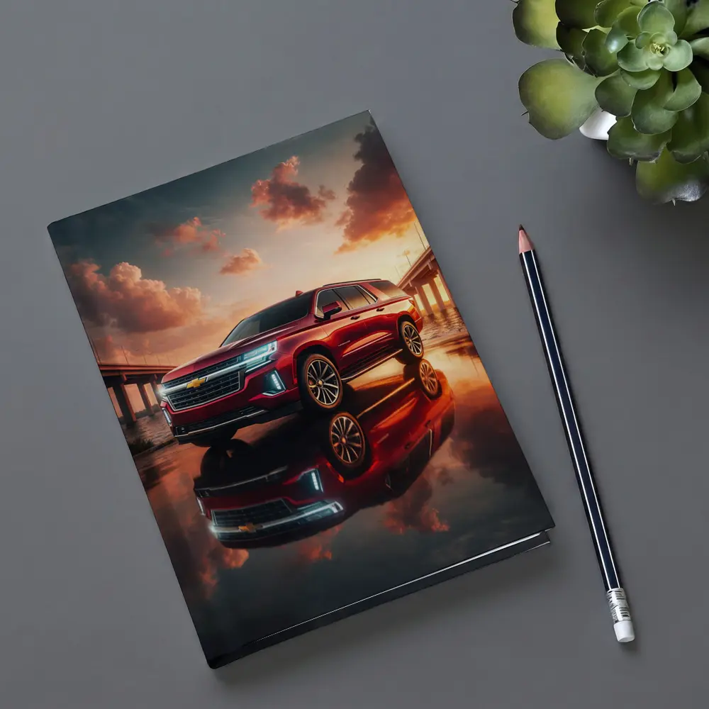 Chevrolet Suburban Red SUV Sunset Bridge – Notebooks