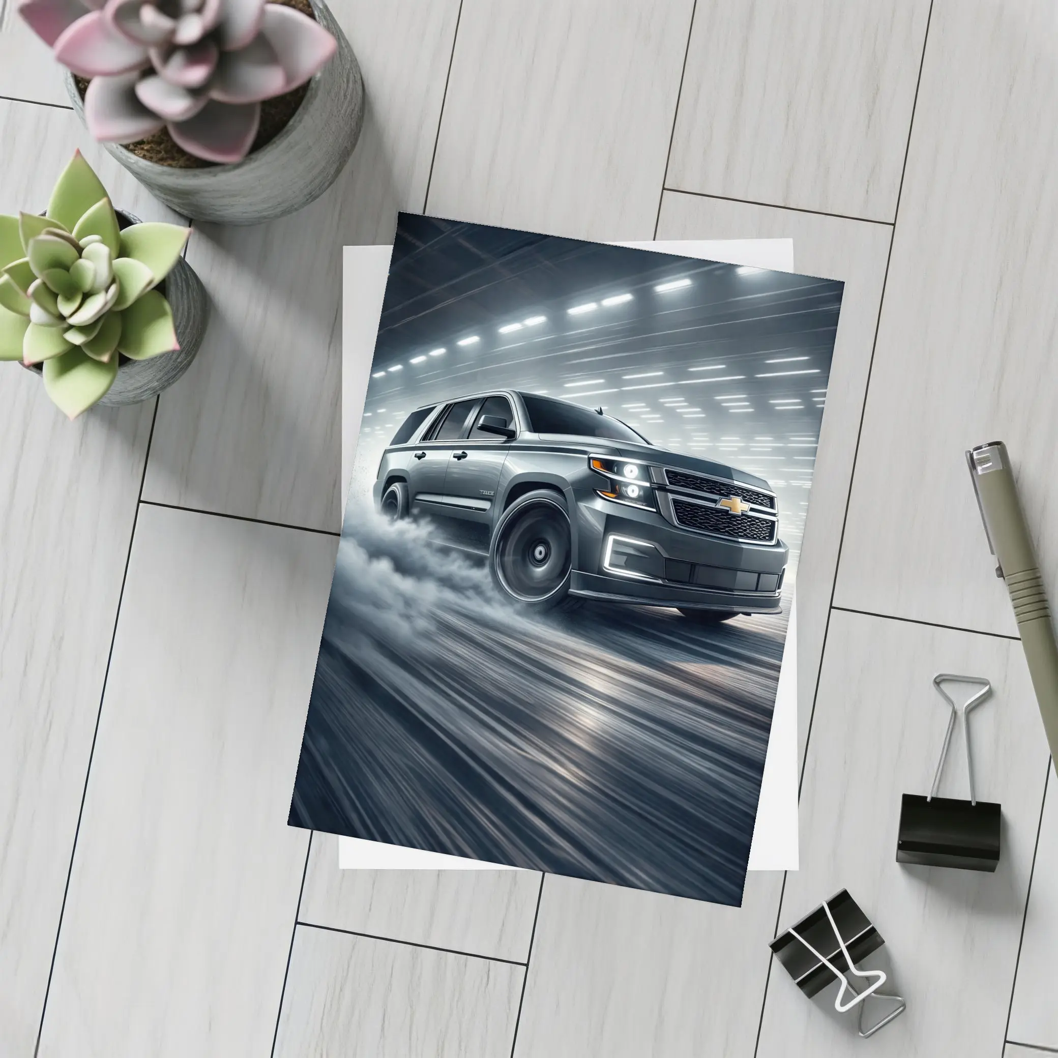 Chevrolet Tahoe Drifting Through Smoky Tunnel – Postcards