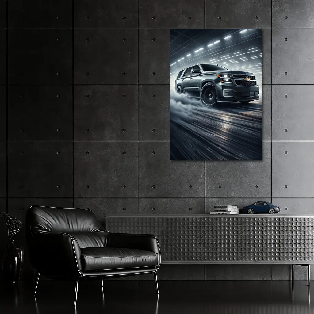 Chevrolet Tahoe Drifting Through Smoky Tunnel – Wall Art