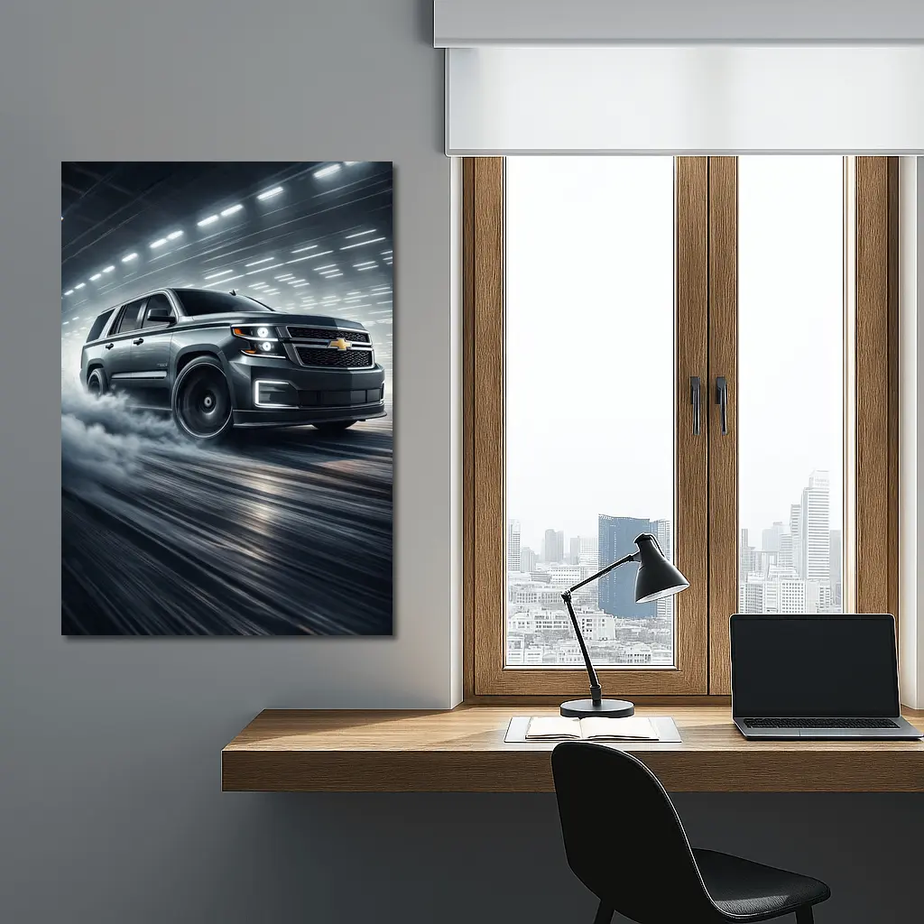 Chevrolet Tahoe Drifting Through Smoky Tunnel – Wall Art