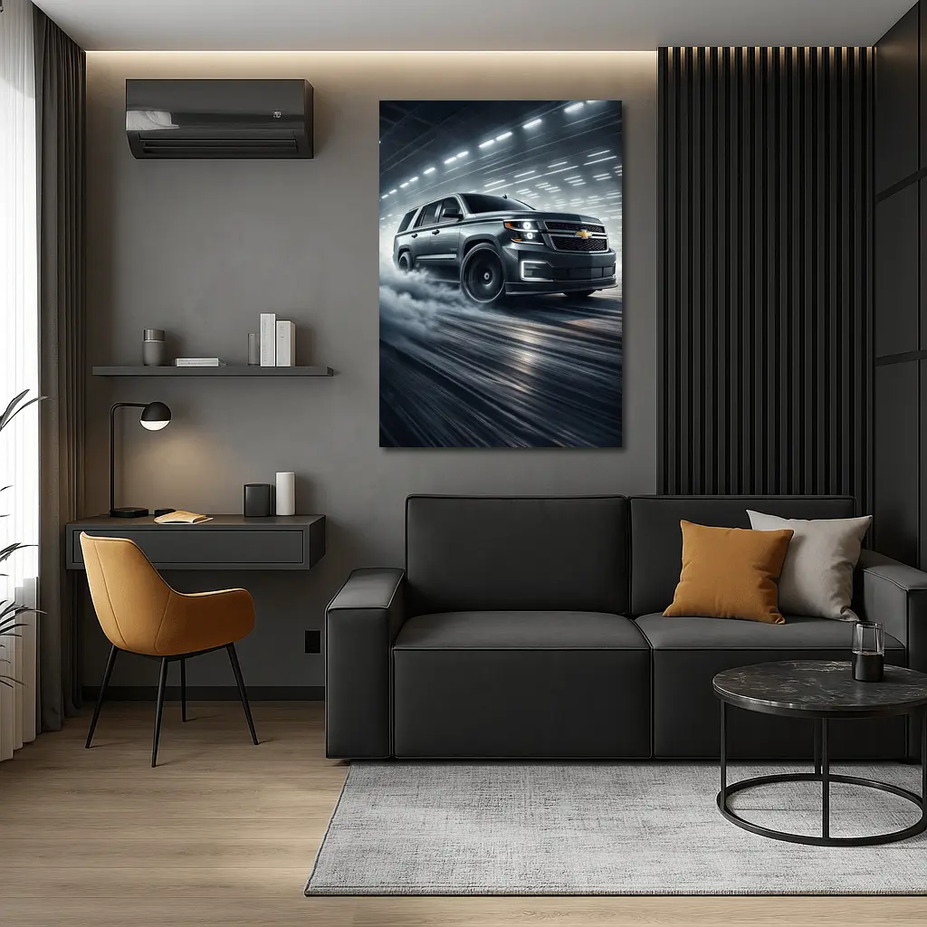 Chevrolet Tahoe Drifting Through Smoky Tunnel – Wall Art