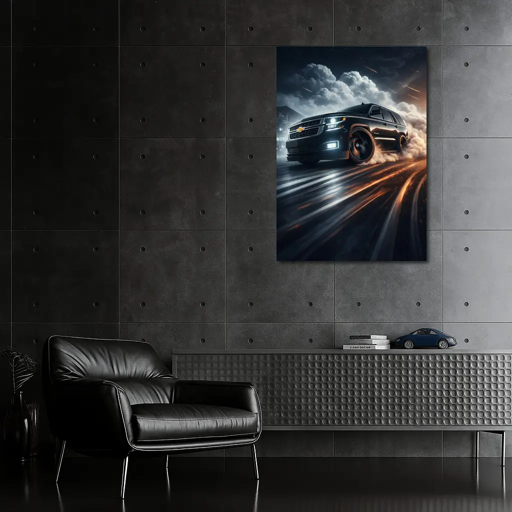 Chevrolet Tahoe Drifting Through Dramatic Storm Clouds – Wall Art