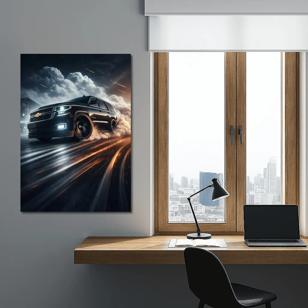 Chevrolet Tahoe Drifting Through Dramatic Storm Clouds – Wall Art