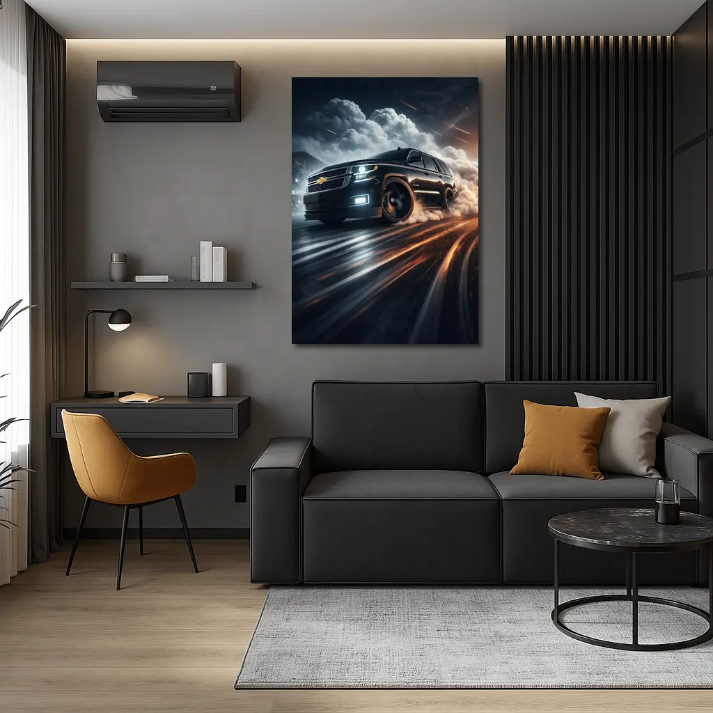 Chevrolet Tahoe Drifting Through Dramatic Storm Clouds – Wall Art