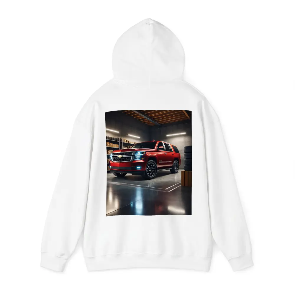 Chevrolet Tahoe Red SUV Garage Interior – Hoodies