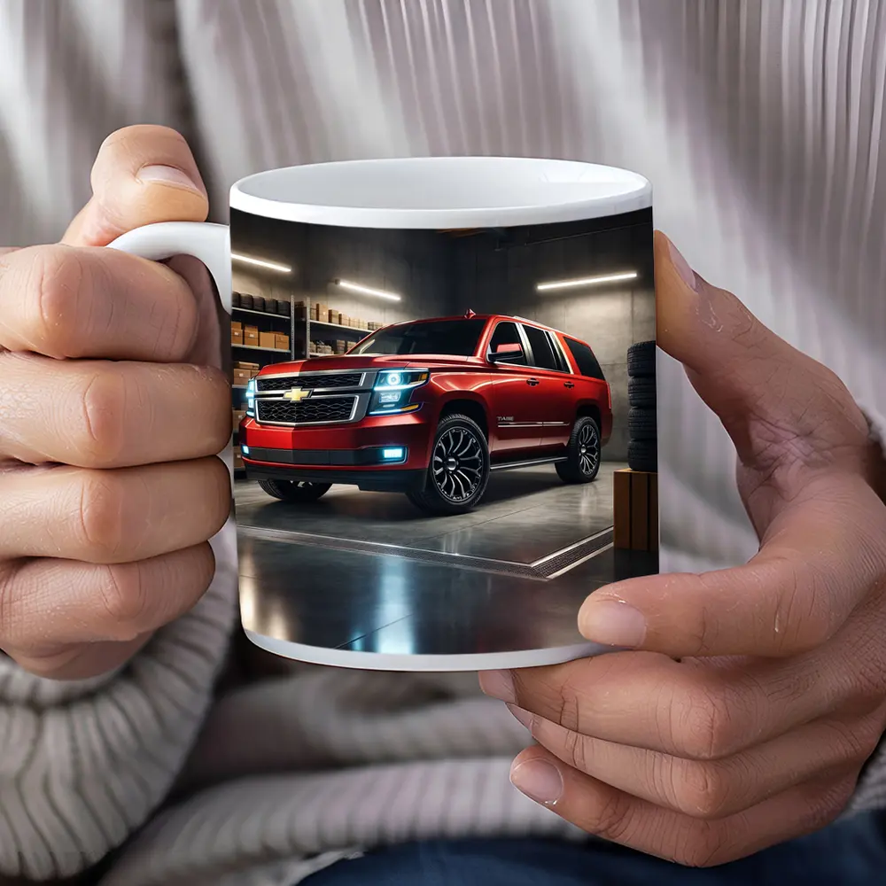 Chevrolet Tahoe Red SUV Garage Interior – Mugs