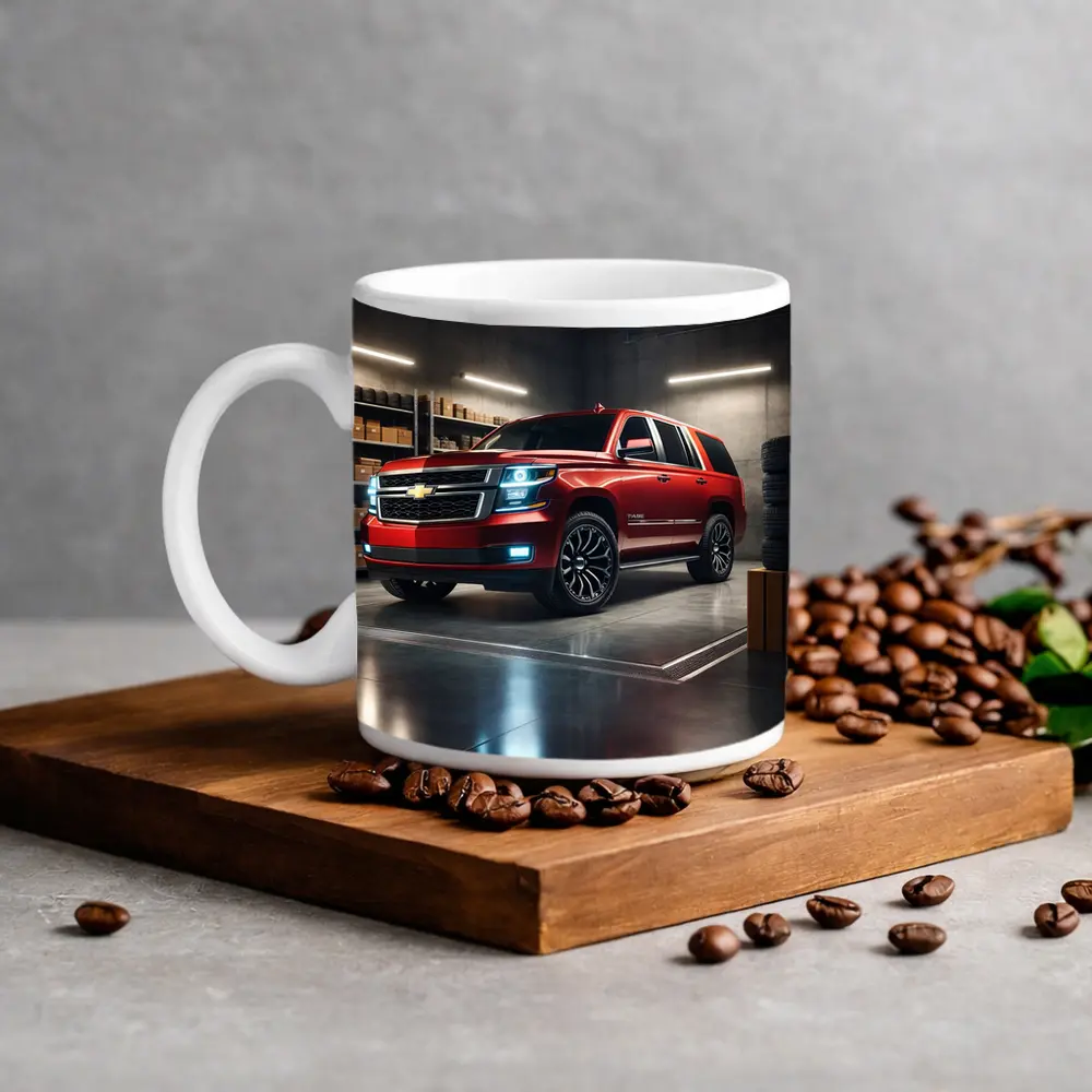Chevrolet Tahoe Red SUV Garage Interior – Mugs