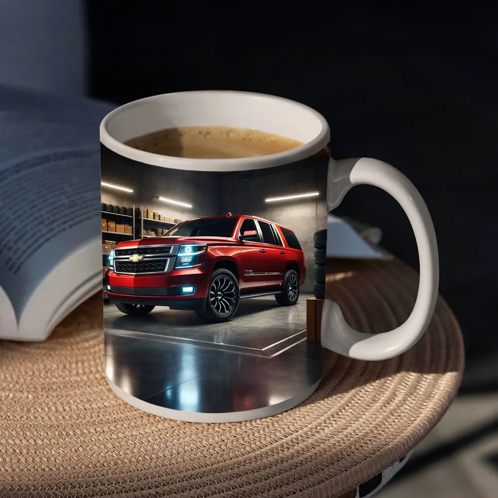 Chevrolet Tahoe Red SUV Garage Interior – Mugs