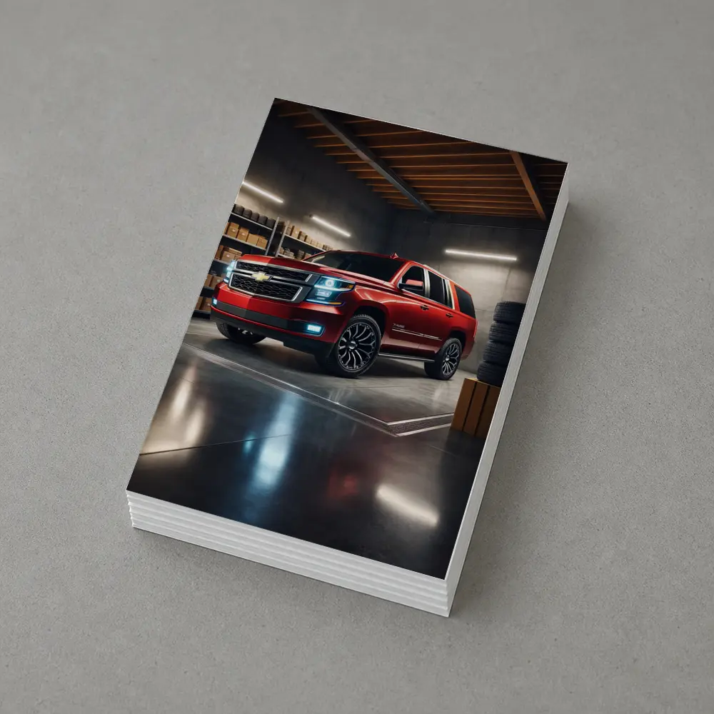 Chevrolet Tahoe Red SUV Garage Interior – Postcards