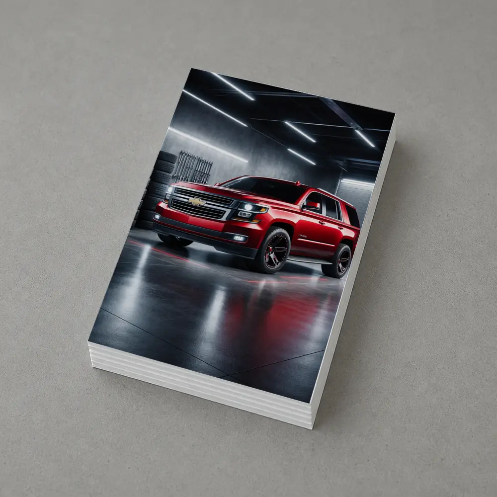 Chevrolet Tahoe Red SUV Garage Scene – Postcards
