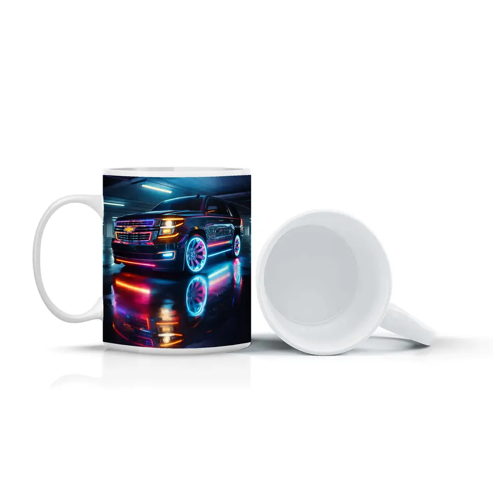 Chevrolet Tahoe Neon Lights Parking Garage – Mugs