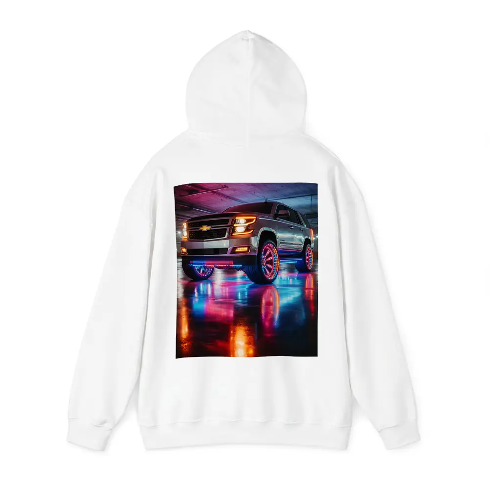 Chevrolet Tahoe Neon Lights Underground Parking – Hoodies