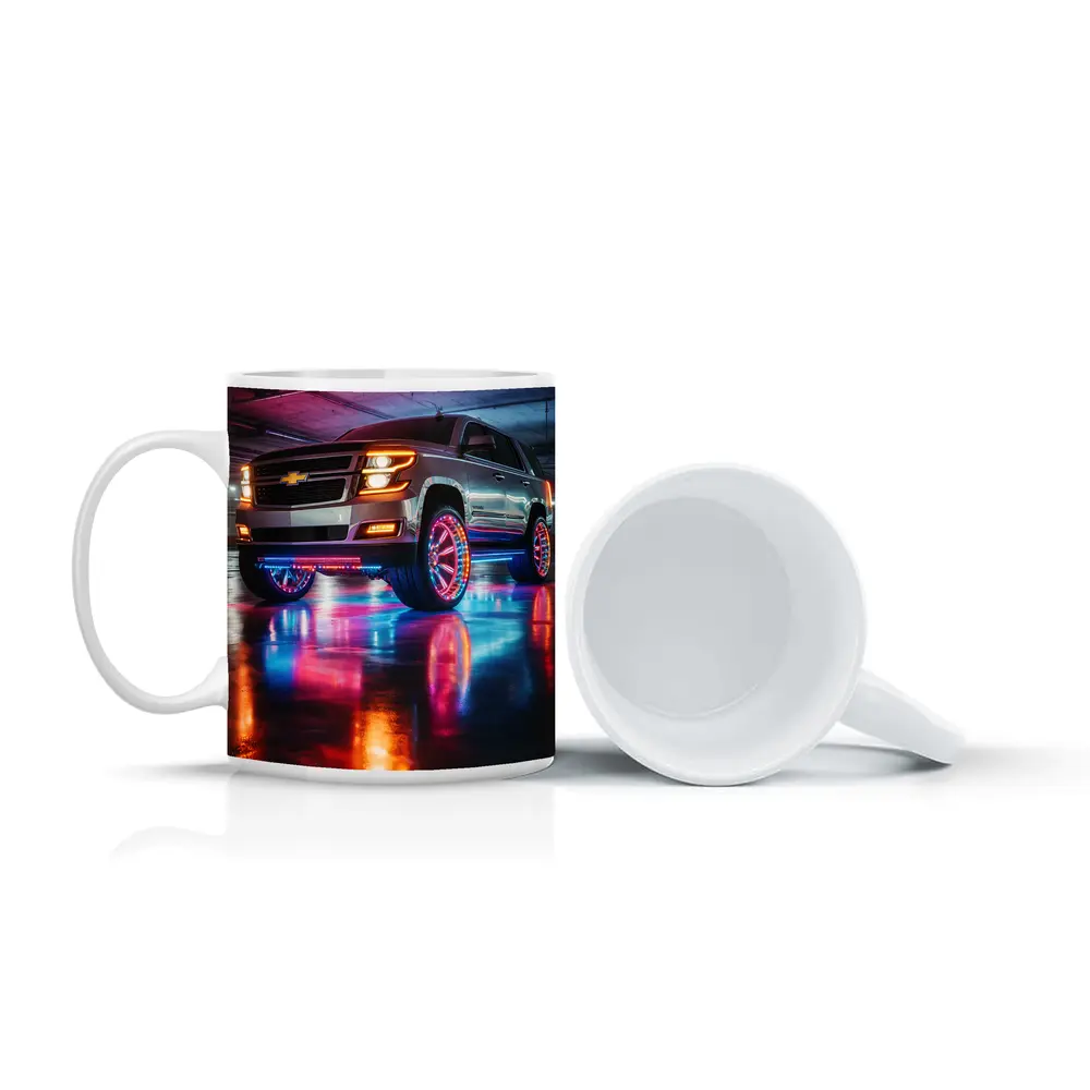 Chevrolet Tahoe Neon Lights Underground Parking – Mugs