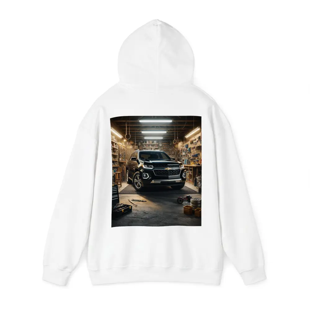 Chevrolet Trailblazer Black SUV Garage Scene – Hoodies
