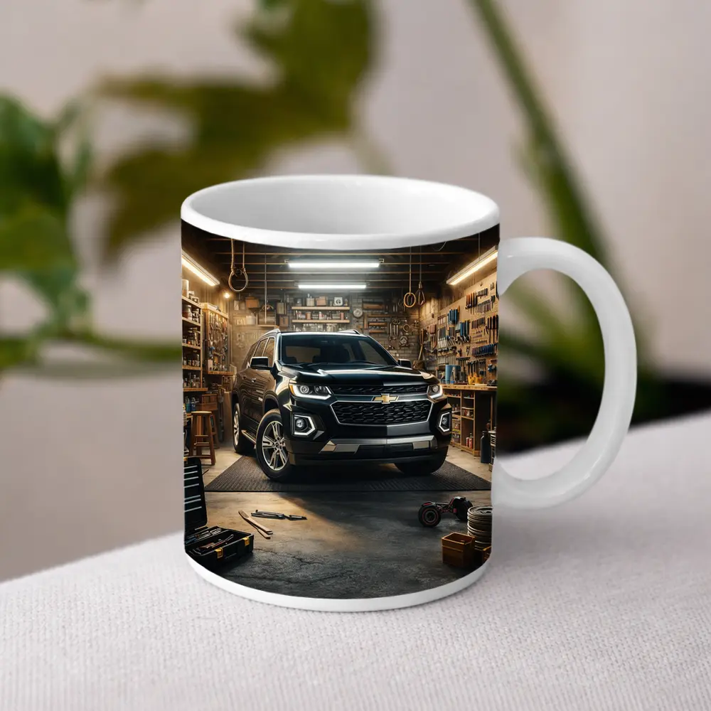 Chevrolet Trailblazer Black SUV Garage Scene – Mugs