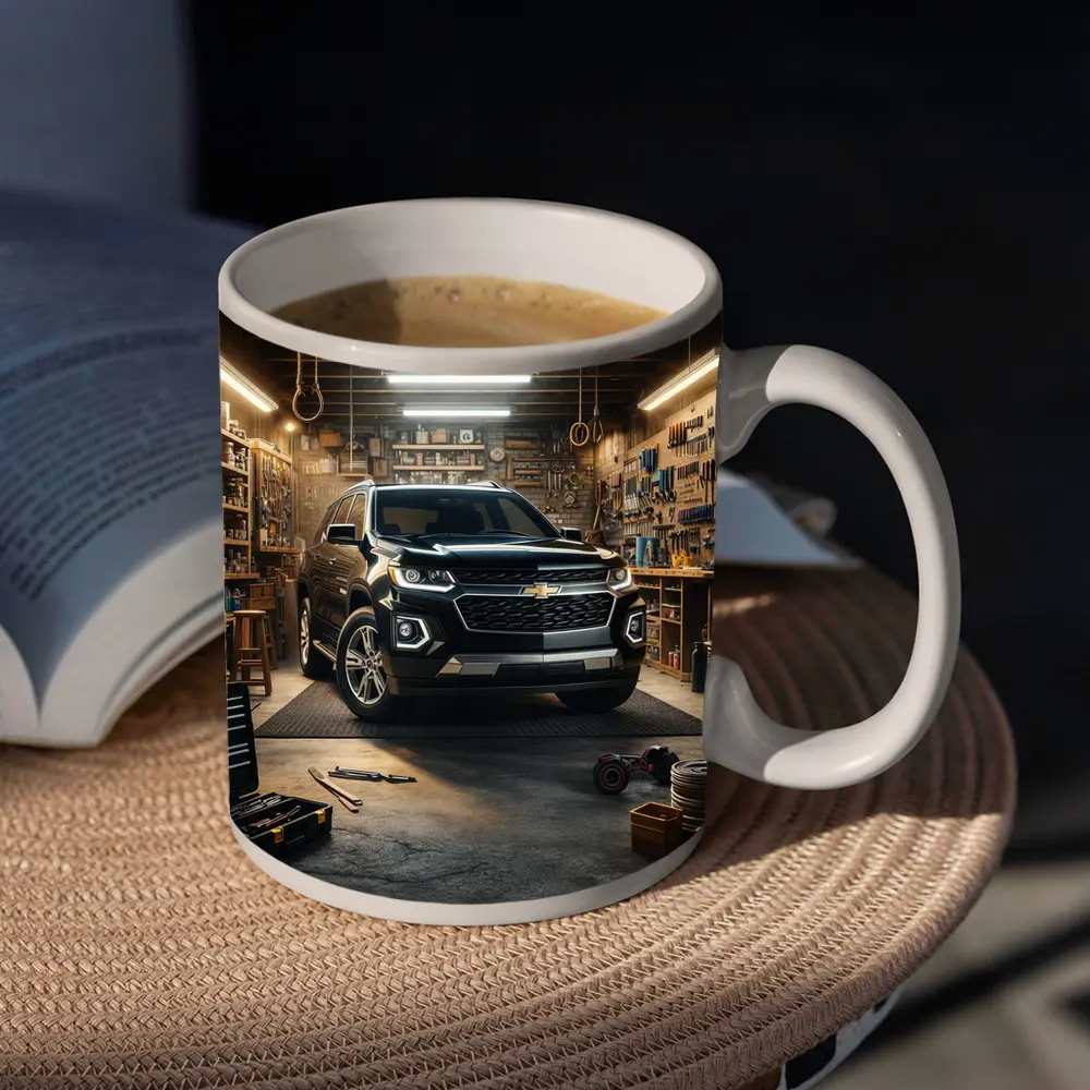 Chevrolet Trailblazer Black SUV Garage Scene – Mugs