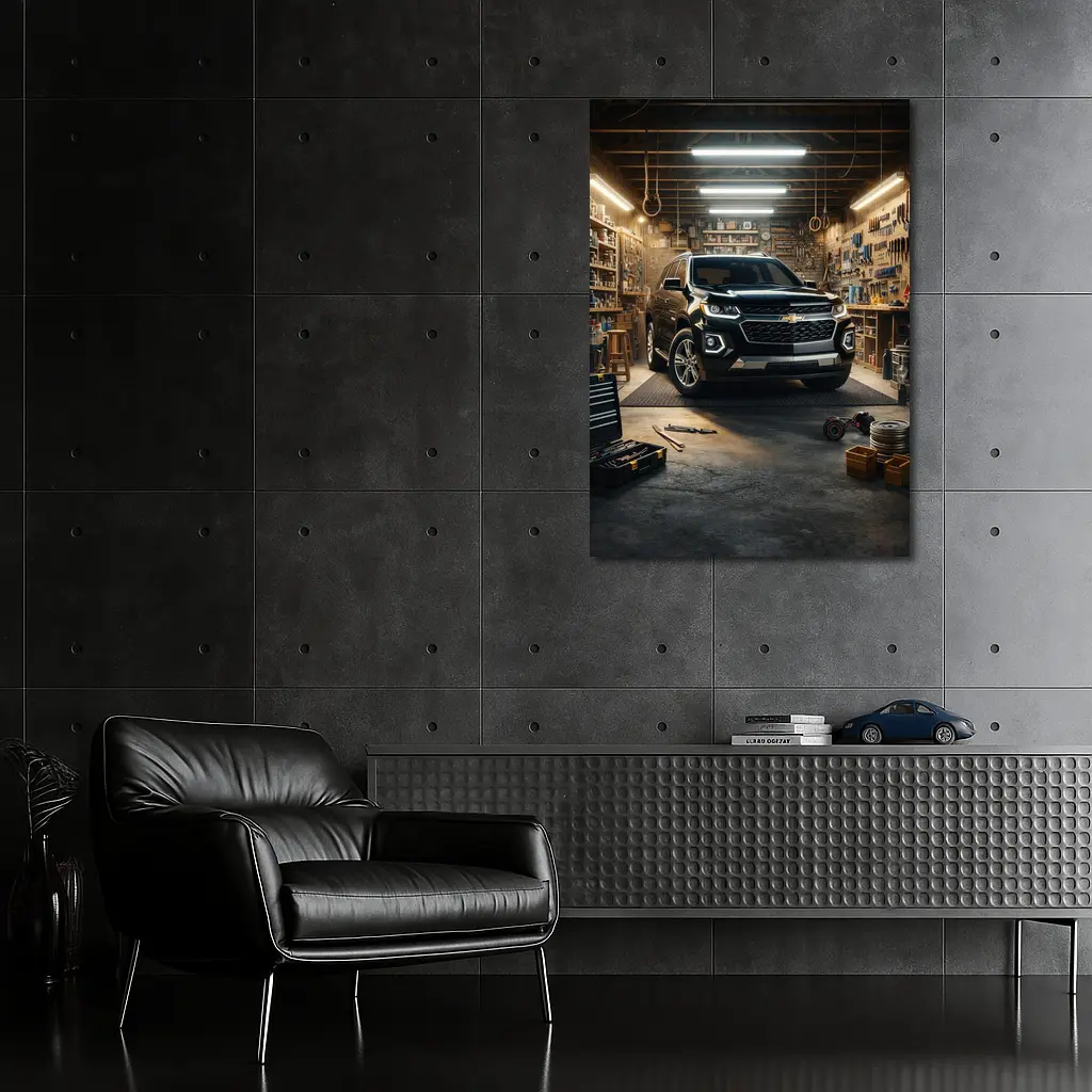 Chevrolet Trailblazer Black SUV Garage Scene – Wall Art