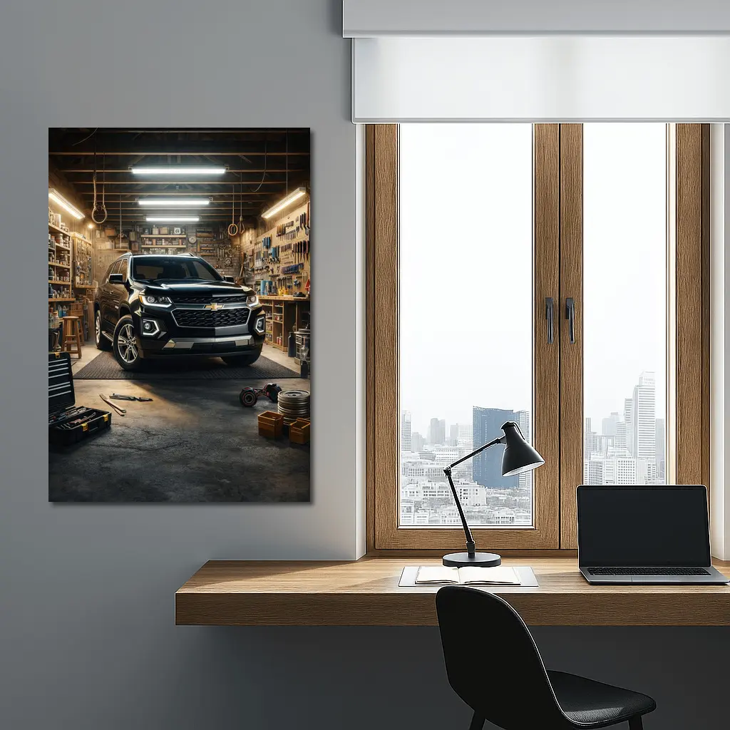 Chevrolet Trailblazer Black SUV Garage Scene – Wall Art
