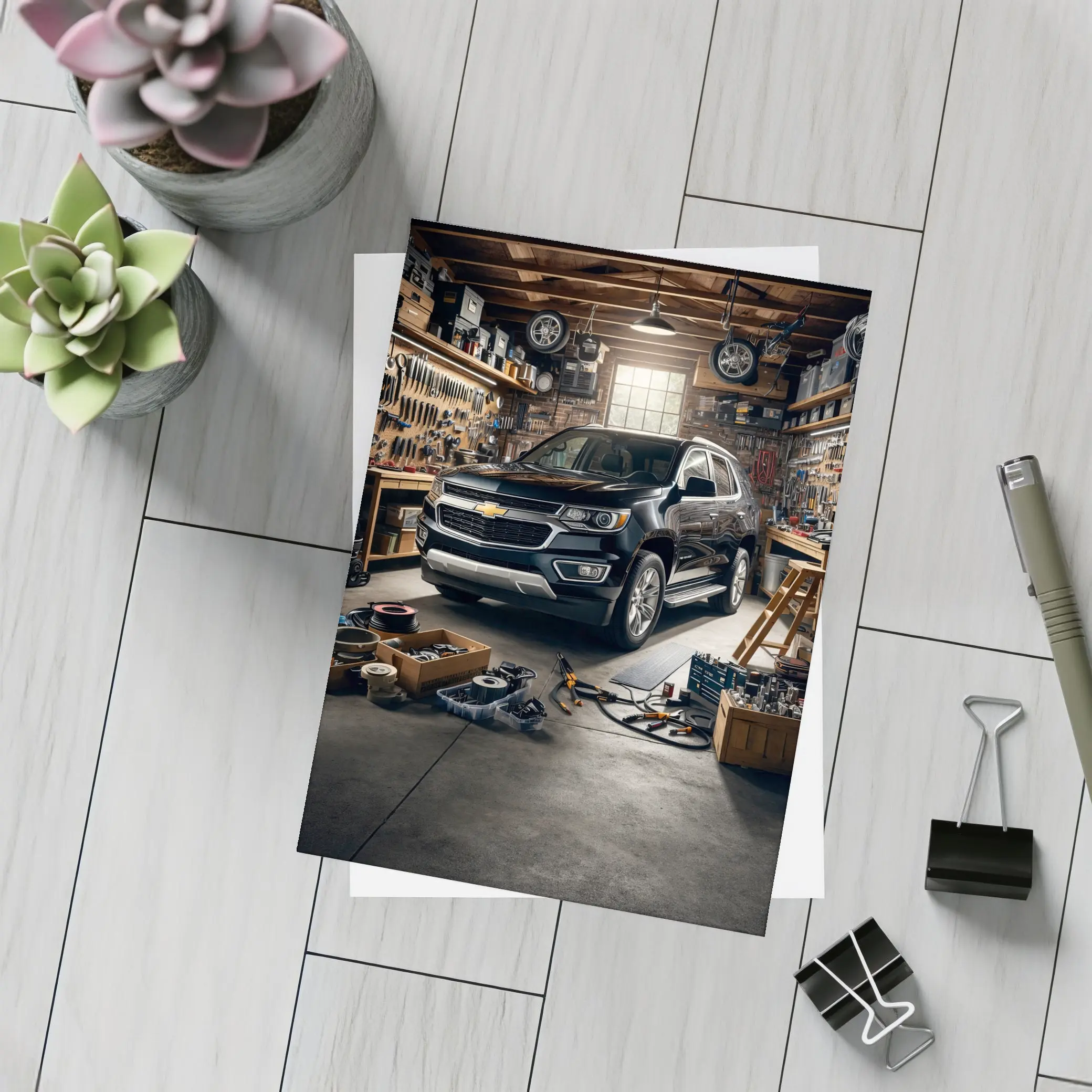 Chevrolet Trailblazer Black SUV Garage Workshop – Postcards
