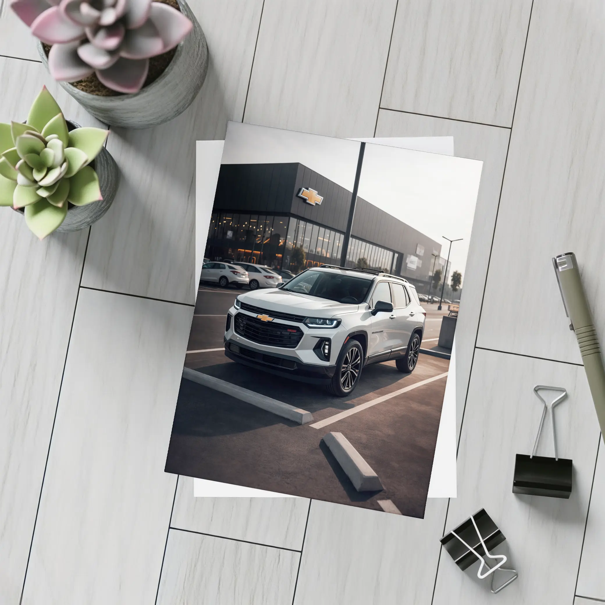 Chevrolet Traverse SUV Dealership Parking Lot – Postcards